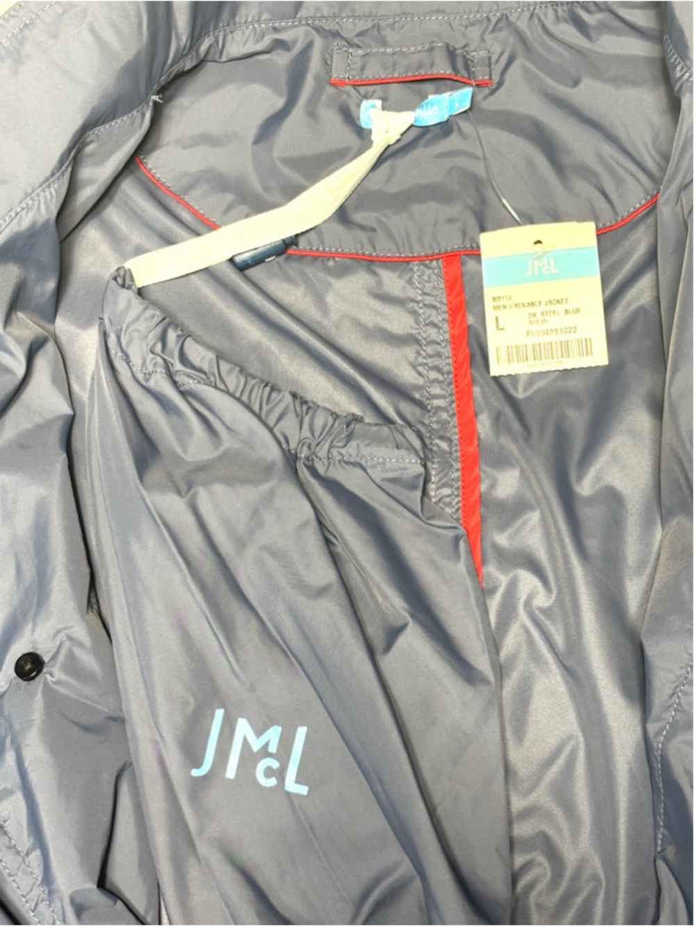 J.McLaughlin Bryce Packable Nylon Jacket Steel Blue Travel NWT Men's Size Large - Picture 6 of 10